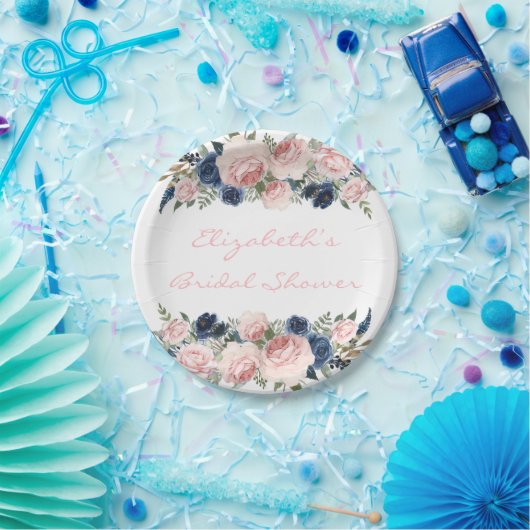 赤面ピンクネイビーブルーピーニー結婚ズ ペーパープレート (パーティー)