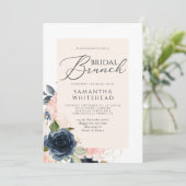 赤面ピンクネイビーブルーフローラブライダルシャワー 招待状 (スタンド正面)