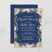 赤面ピンクネイビーブルーブライダルシャワー招待状 招待状 (正面/裏面)