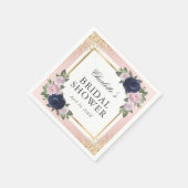 赤面ピンクネイビーブルー金ゴールドフローラブライダルシャワー スタンダードカクテルナプキン (角)