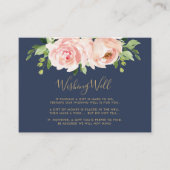 赤面ピンクネイビー結婚フローラの願い井戸 エンクロージャーカード (正面)