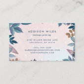 赤面ピンクネイビー葉ボタニカル 名刺 (裏面)