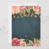 赤面ピンクネイビー金ゴールドロマンチック庭園の結婚式 招待状 (裏面)