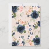 赤面ピンクネイビー&金ゴールドベビーシャワー招待状 招待状 (裏面)