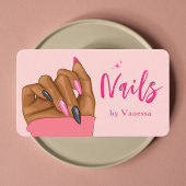 赤面ピンクネイルアーティストサロンQrコード名刺 名刺