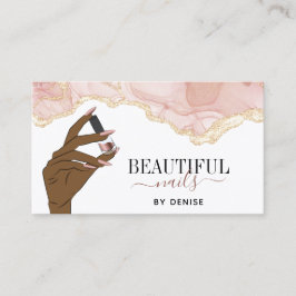 赤面ピンクネイルサロン女性手爪、 ネイル技術者 名刺