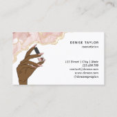 赤面ピンクネイルサロン女性手爪、 ネイル技術者 名刺 (裏面)