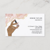 赤面ピンクネイルサロン女性手爪、 ネイル技術者 名刺 (裏面)