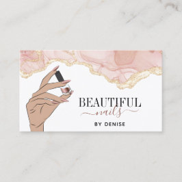赤面ピンクネイルサロン女性手爪、 ネイル技術者 名刺