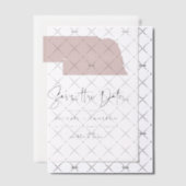 赤面ピンクネブラスカ地図ミニマリスト日時を保存 ベラム紙招待状 (オフセット (招待状))