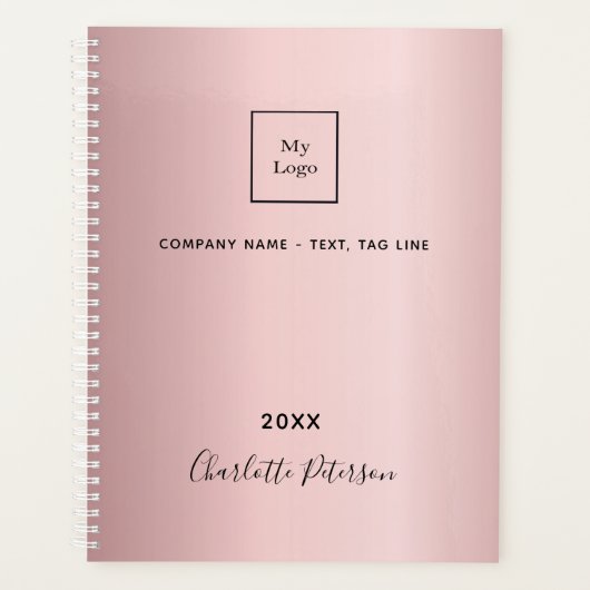 赤面ピンクネームのビジネスエレガントロゴ2026 プランナー手帳 (正面)