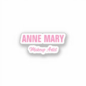 赤面ピンクネームメイクアップアーティストビジネスカスタム シール (正面)