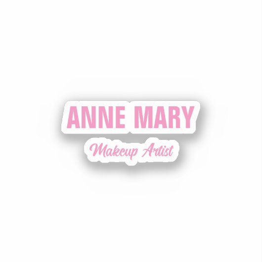 赤面ピンクネームメイクアップアーティストビジネスカスタム シール (正面)