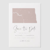 赤面ピンクノースダコタミニマリスト日付を保存 ベラム紙招待状 (正面)