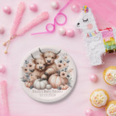 赤面ピンクハイランドカウベビーシャワープレート ペーパープレート (パーティー)