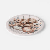 赤面ピンクハイランドカウベビーシャワープレート ペーパープレート (アングル)