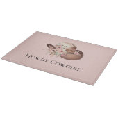 赤面ピンクハウディ女性のカーボーイフローラウエスタンハッツ カッティングボード (角)