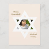 赤面ピンクハッピーハヌカーかわいい写真 ポストカード (正面)