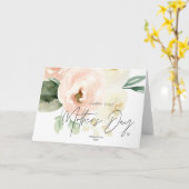 赤面ピンクハッピーファースト・マザー・デイ・キープサケ カード (黄色い花)