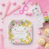 赤面ピンクハニービーベビーシャワー紙プレート ペーパープレート (パーティー)