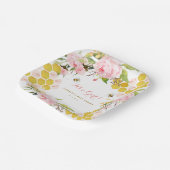 赤面ピンクハニービーベビーシャワー紙プレート ペーパープレート (傾斜あり)