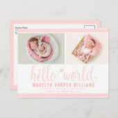 赤面ピンクハローワールドフォト誕生Stat 案内ポストカード (正面/裏面)