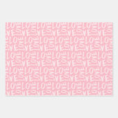 赤面ピンクハンドドローかわいいハートラブ ラッピングペーパーシート (正面3)