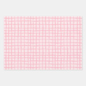 赤面ピンクハンドドローかわいいハートラブ ラッピングペーパーシート (正面2)