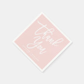 赤面ピンクハンドレタースクリプトありがとう スタンダードカクテルナプキン (角)