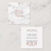 赤面ピンクハンドレタースクリプトマーブルサロン爪、 ネイル スクエア名刺 (正面/裏面)