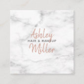 赤面ピンクハンドレタースクリプトマーブルサロン爪、 ネイル スクエア名刺 (正面)