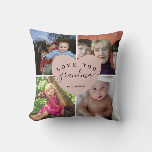 赤面ピンクハートグランドパギフトカスタマイズ写真 クッション (正面)