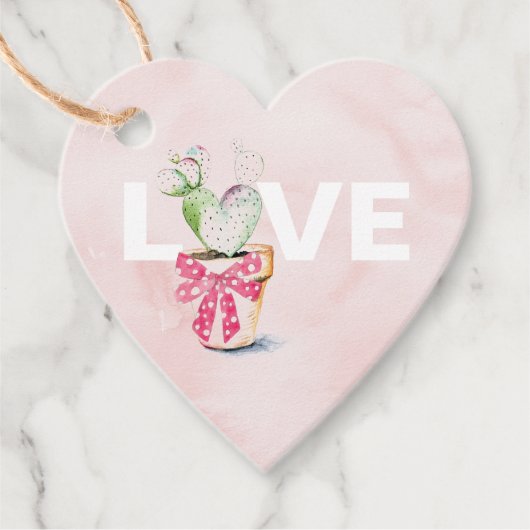 赤面ピンクハートサボテン愛キッズクラスルームラベル フェイバータグ (正面)