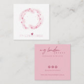 赤面ピンクハートサークルネックレスブレスレットディスプレイ スクエア名刺 (正面/裏面)