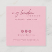 赤面ピンクハートサークルネックレスブレスレットディスプレイ スクエア名刺 (裏面)