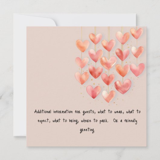 赤面ピンクハートバレンタインデーパーティー 招待状 (裏面)