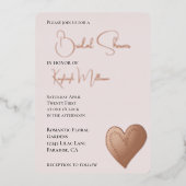 赤面ピンクハートブライダルシャワー 箔招待状 (正面)