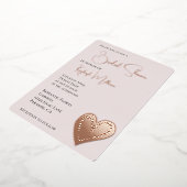 赤面ピンクハートブライダルシャワー 箔招待状 (回転した状態)