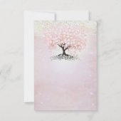 赤面ピンクハートリーフツリーカントリーウェディングRSVPイン 招待状 (裏面)