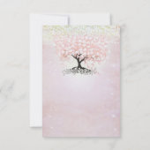 赤面ピンクハートリーフツリーカントリーウェディングRSVP 招待状 (裏面)