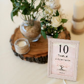 赤面ピンクハートリーフツリーテーブル番号 招待状