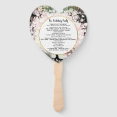 赤面ピンクハートリーフツリー結婚式 プログラムブラック ハンドファン (裏面)