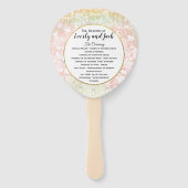 赤面ピンクハートリーフツリー結婚式 プログラム ハンドファン (正面)