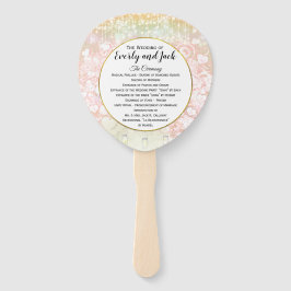 赤面ピンクハートリーフツリー結婚式 プログラム ハンドファン