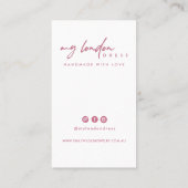 赤面ピンクハート水彩ありがとう 名刺 (裏面)