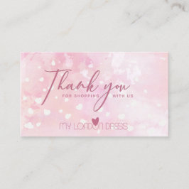 赤面ピンクハート水彩ありがとう 名刺