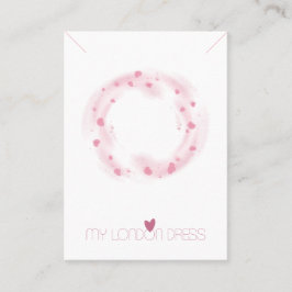 赤面ピンクハート水彩スタッドイヤリングディスプレイ 名刺