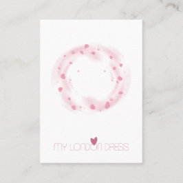 赤面ピンクハート水彩スタッドイヤリングディスプレイ 名刺