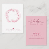 赤面ピンクハート水彩スタッドイヤリングディスプレイ 名刺 (正面/裏面)