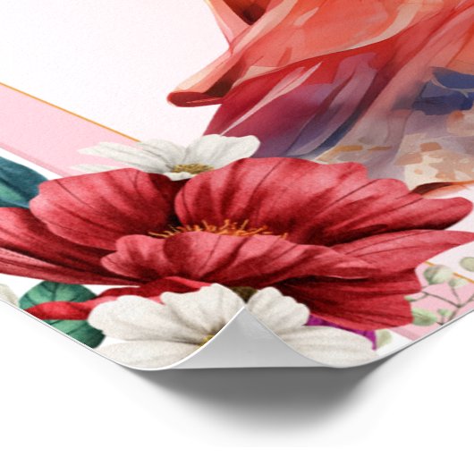 赤面ピンクハーフサーリ歓迎サイン思春期 ポスター (角)